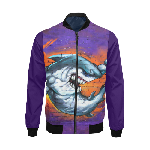 Graffiti Shark (Vest Style) All Over Print Bomber Jacket for Men (Model H19)