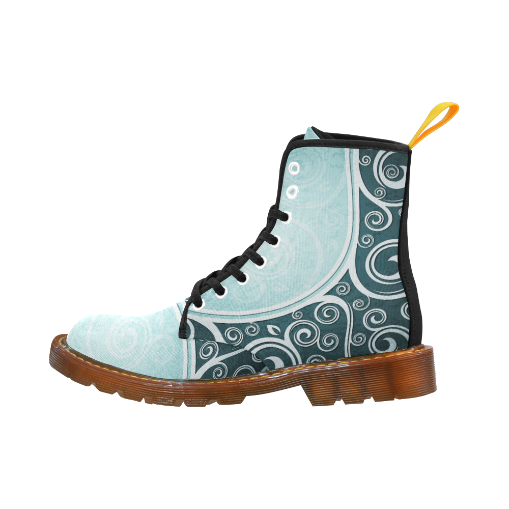 Abstract-Vintage-Floral-Blue Martin Boots For Women Model 1203H