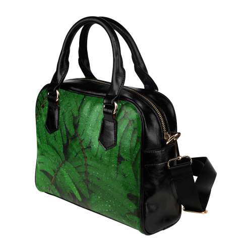 Forest Green Plants with Dew Photo Shoulder Handbag (Model 1634)
