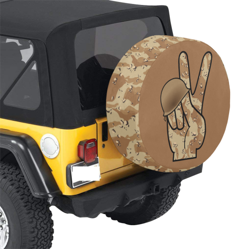 Desert Camouflage Peace Sign 34 Inch Spare Tire Cover