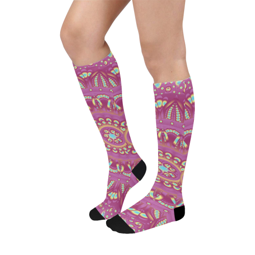 mandala 5 pink over calf socks Over-The-Calf Socks