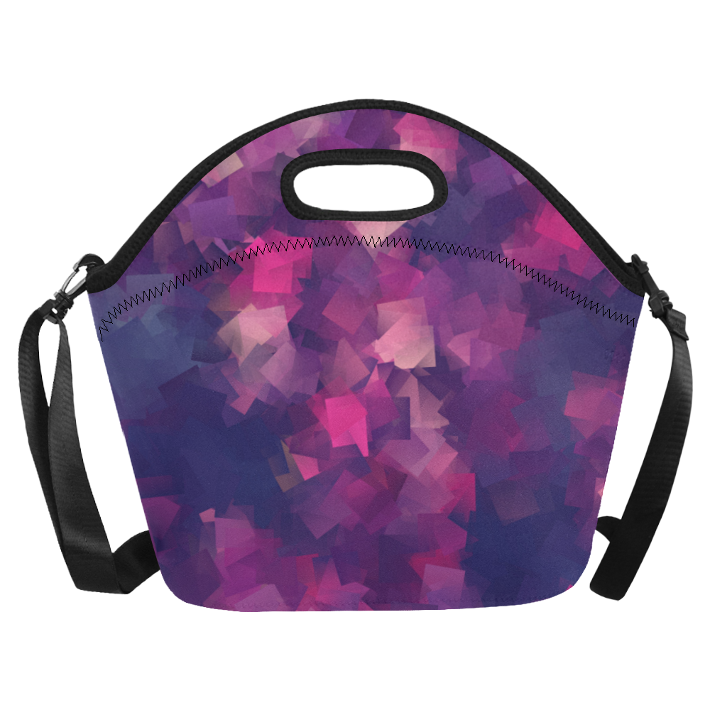 purple pink magenta cubism #modern Neoprene Lunch Bag/Large (Model 1669)