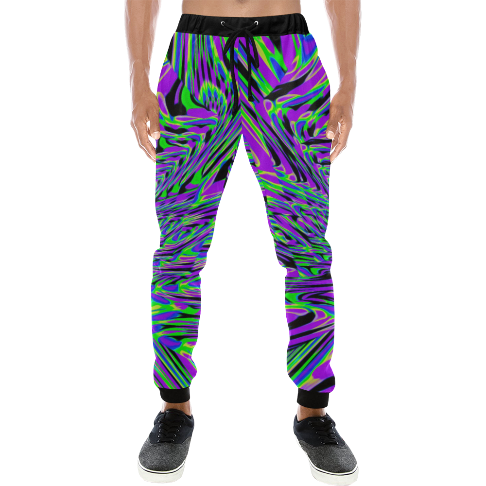 Purple Rave Fractal Men's All Over Print Sweatpants (Model L11)
