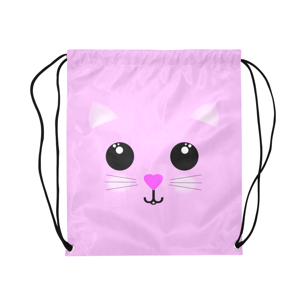 Kawaii Kitty Pink Large Drawstring Bag Model 1604 (Twin Sides)  16.5"(W) * 19.3"(H)