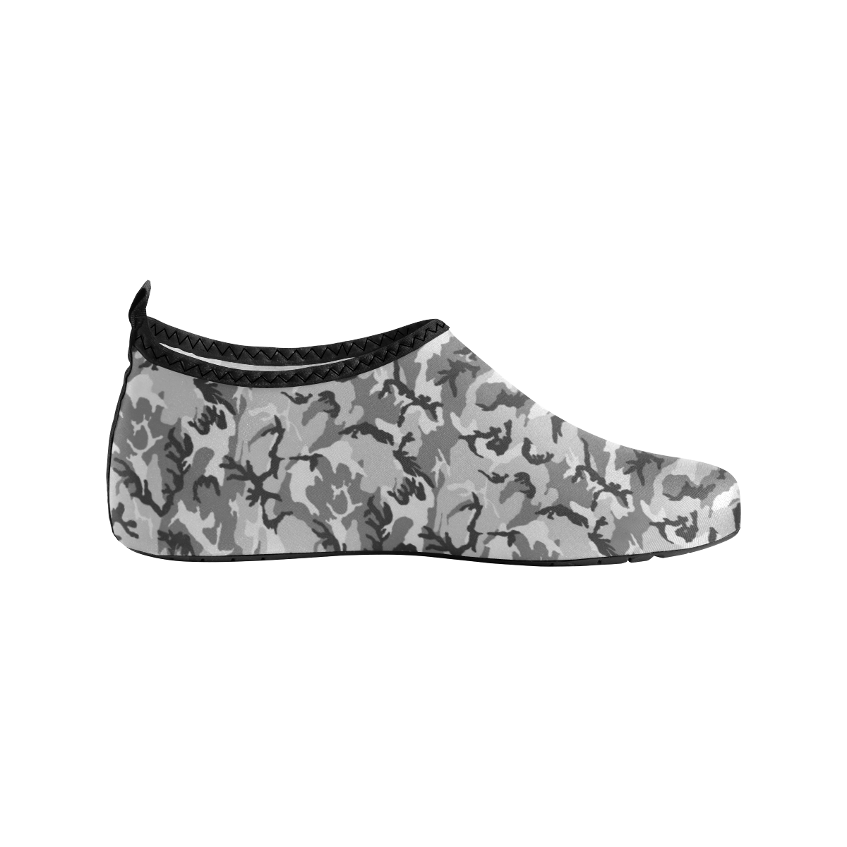 Woodland Urban City Black/Gray Camouflage Kids' Slip-On Water Shoes (Model 056)