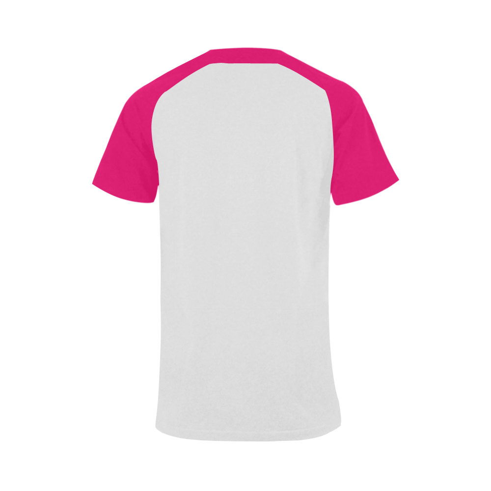 Catholic: Heart-Shaped Rosary - Pink Pearl Beads Men's Raglan T-shirt Big Size (USA Size) (Model T11)