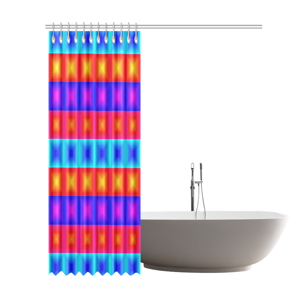 Red yellow blue orange multicolored multiple squares Shower Curtain 72"x84"