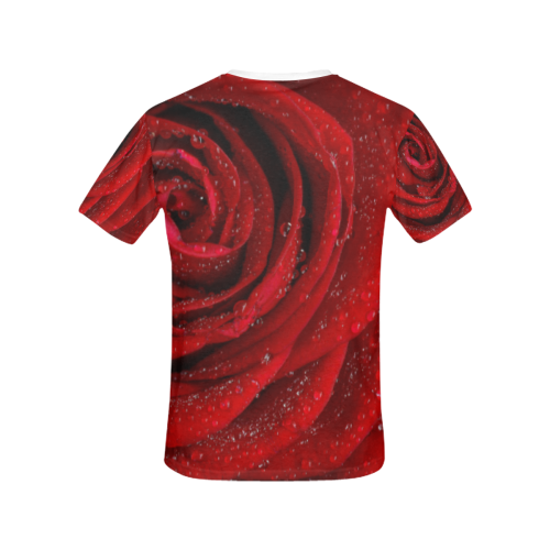 Red rosa All Over Print T-shirt for Women/Large Size (USA Size) (Model T40)