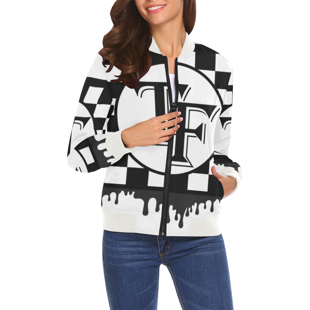 TIGHT FIT Lock 333 All Over Print Bomber Jacket for Women (Model H19)