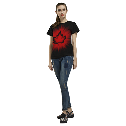 Canada Souvenir T-shirts Womens' Plus Size All Over Print T-shirt for Women/Large Size (USA Size) (Model T40)