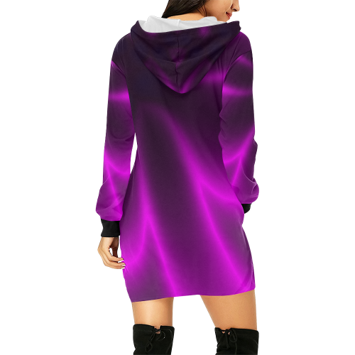 Purple Blossom All Over Print Hoodie Mini Dress (Model H27)