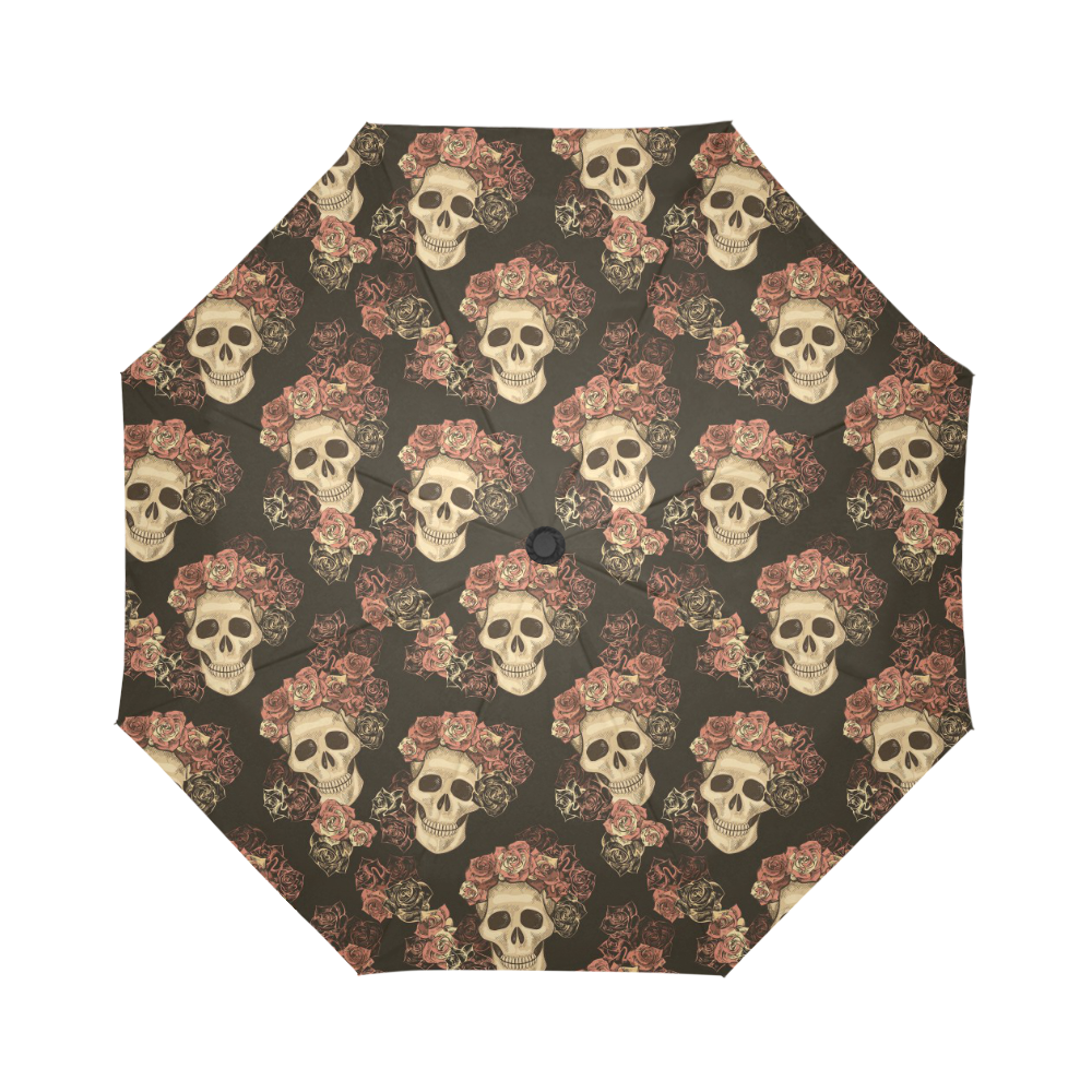 Skull and Rose Pattern Auto-Foldable Umbrella (Model U04)