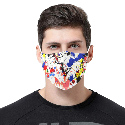 Black, Red, Yellow Paint Splatter 3D Mouth Mask with Drawstring (Pack of 3) (Model M04)