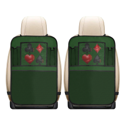 Las Vegas Black and Red Casino Poker Card Shapes on Green Car Seat Back Organizer (2-Pack)