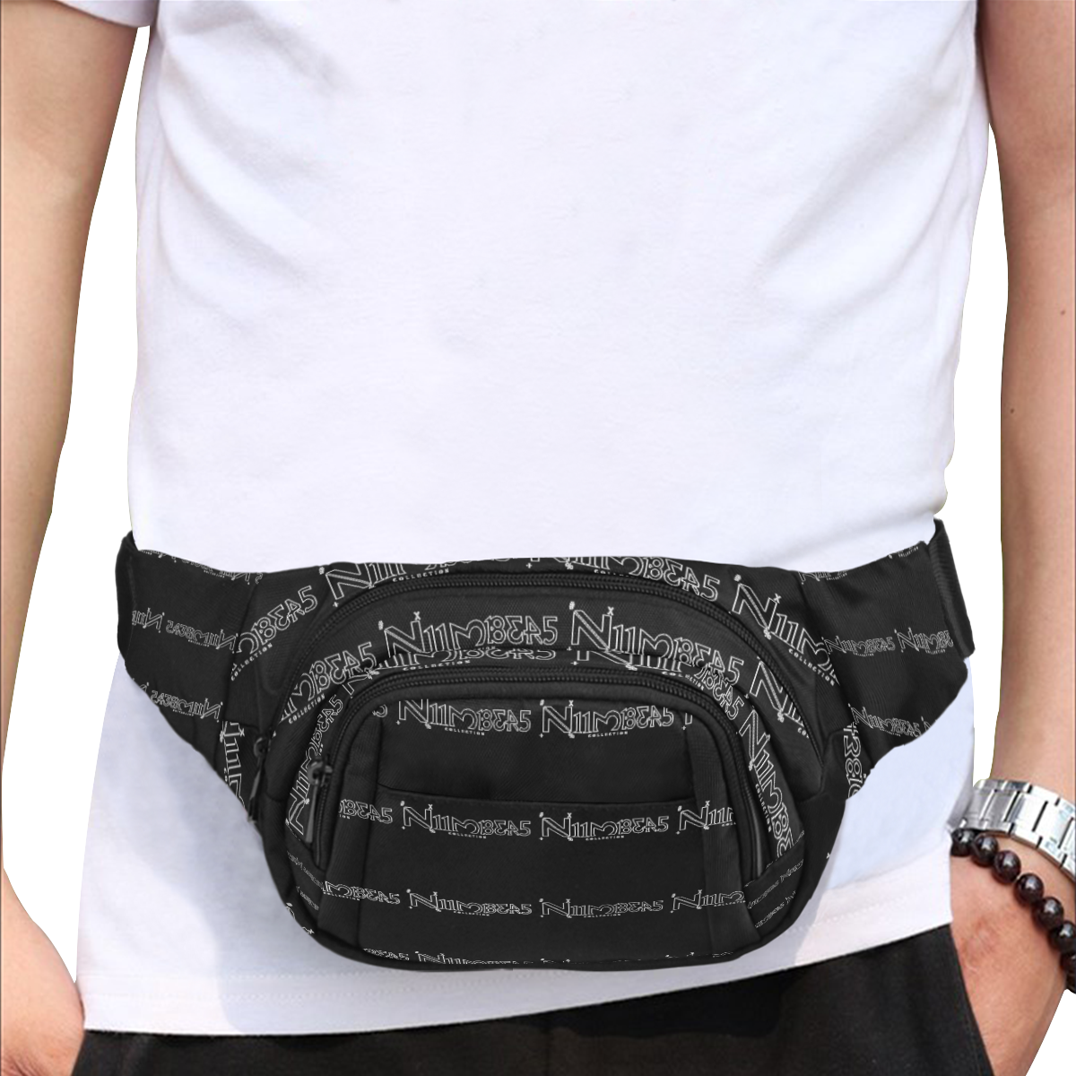 NUMBERS Collection All Over Black Fanny Pack/Small (Model 1677)