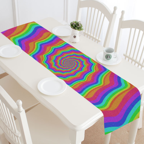 Rainbow vortex Table Runner 14x72 inch