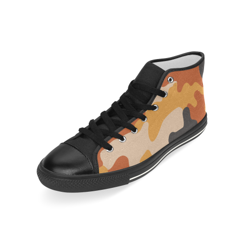 Camouflage ORANGE Men’s Classic High Top Canvas Shoes (Model 017)