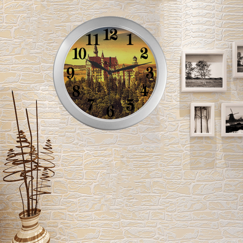 Castle Silver Color Wall Clock