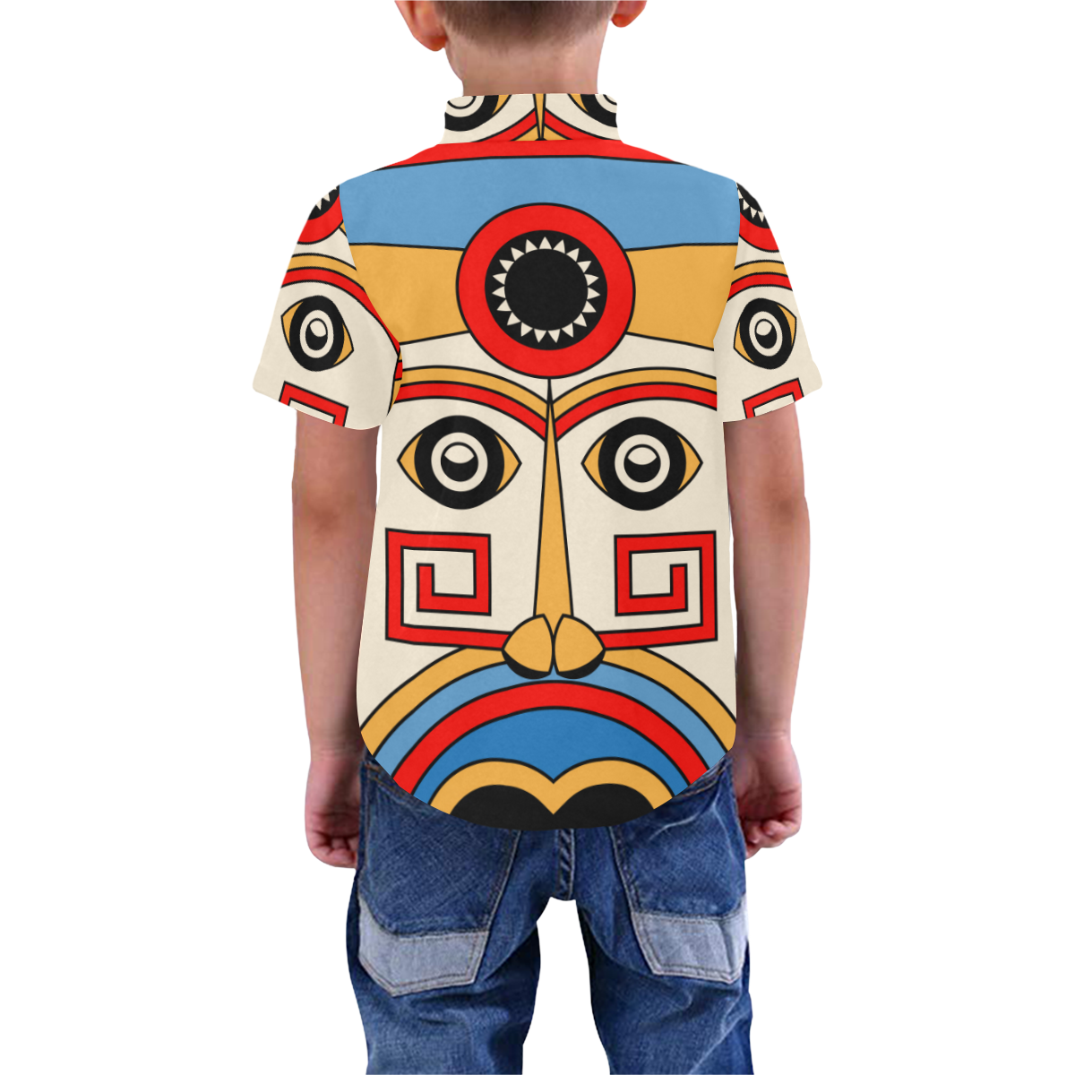Aztec Religion Tribal Boys' All Over Print Short Sleeve Shirt (Model T59)