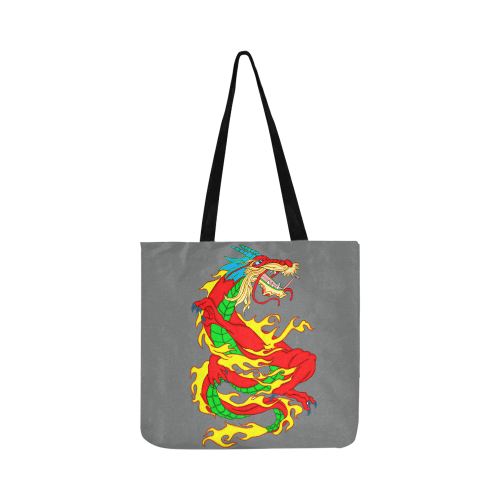 Red Chinese Dragon Grey Reusable Shopping Bag Model 1660 (Two sides)