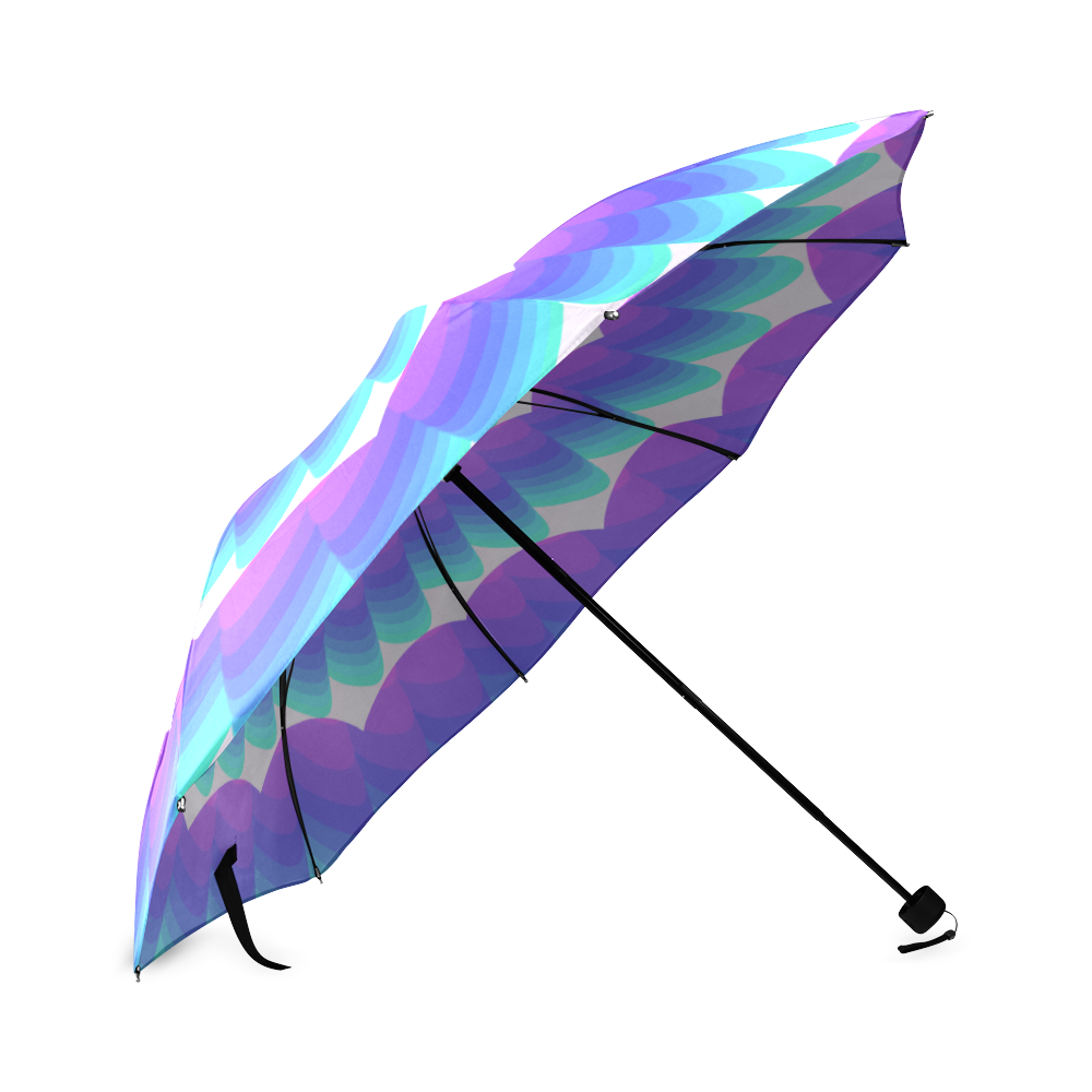 Blue pink shell spiral Foldable Umbrella (Model U01)