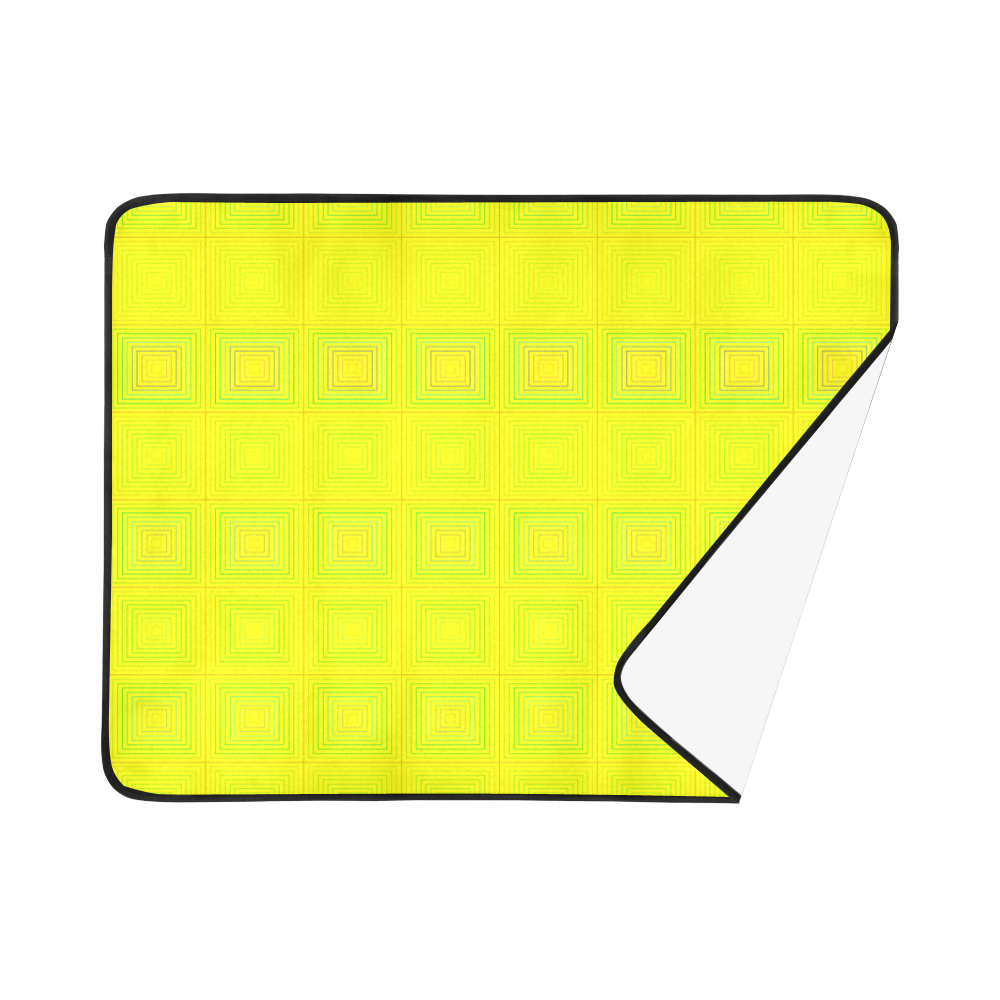 Yellow multicolored multiple squares Beach Mat 78"x 60"