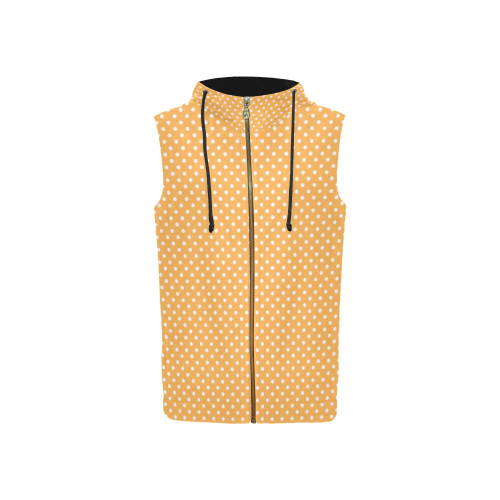 Yellow orange polka dots All Over Print Sleeveless Zip Up Hoodie for Women (Model H16)