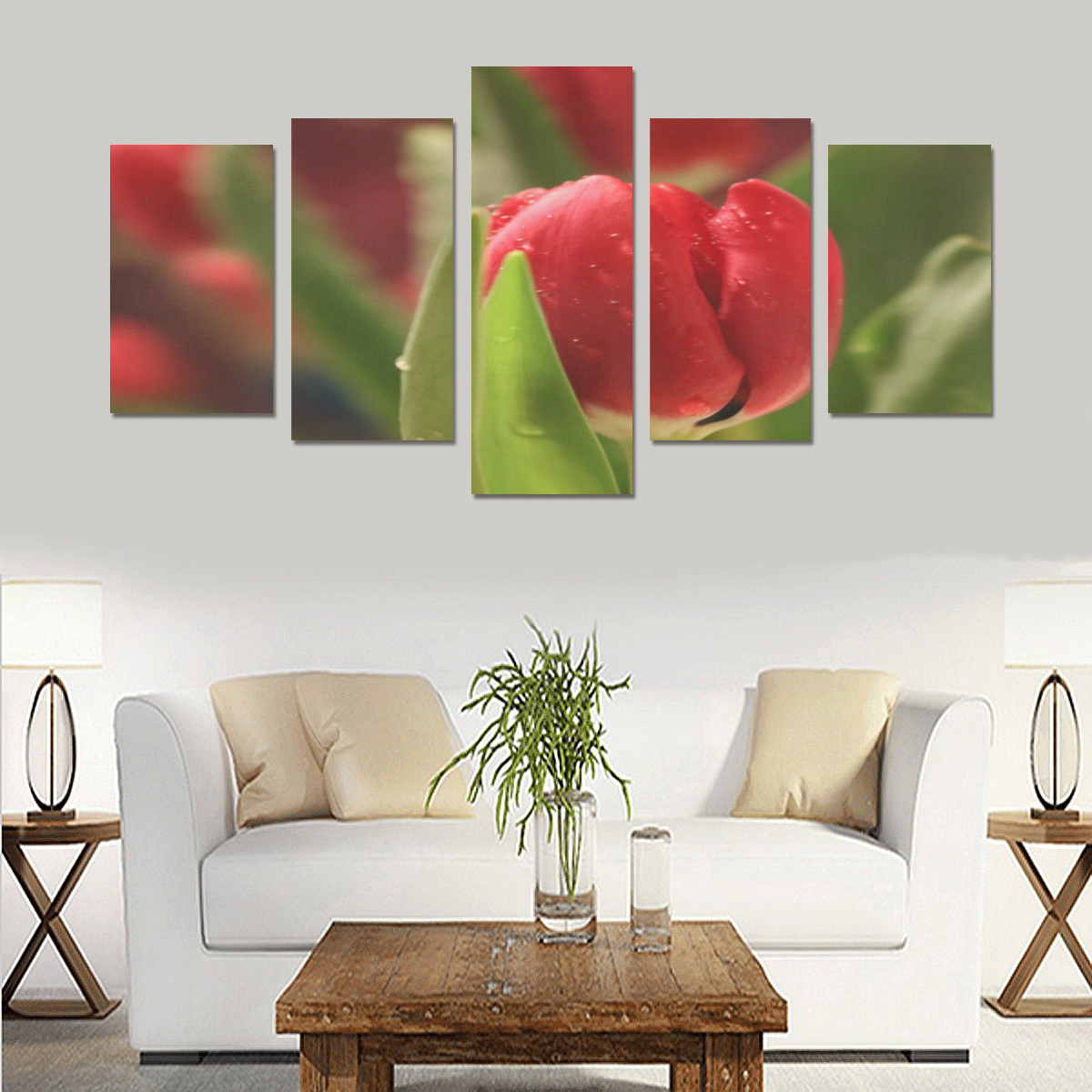 Love Red Tulip 1 Canvas Print Sets C (No Frame)