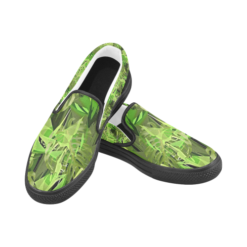 Tropical Jungle Leaves Camouflage Men's Slip-on Canvas Shoes (Model 019)