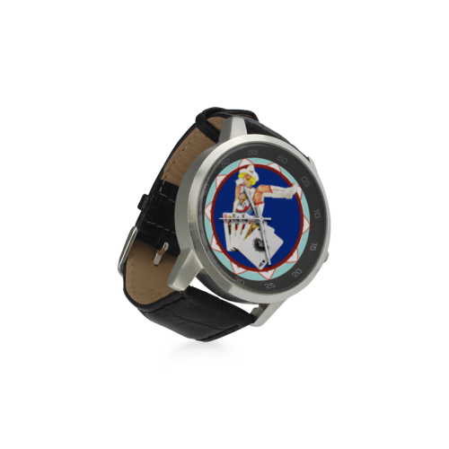 LasVegasIcons Poker Chip - Sassy Sally Unisex Stainless Steel Leather Strap Watch(Model 202)