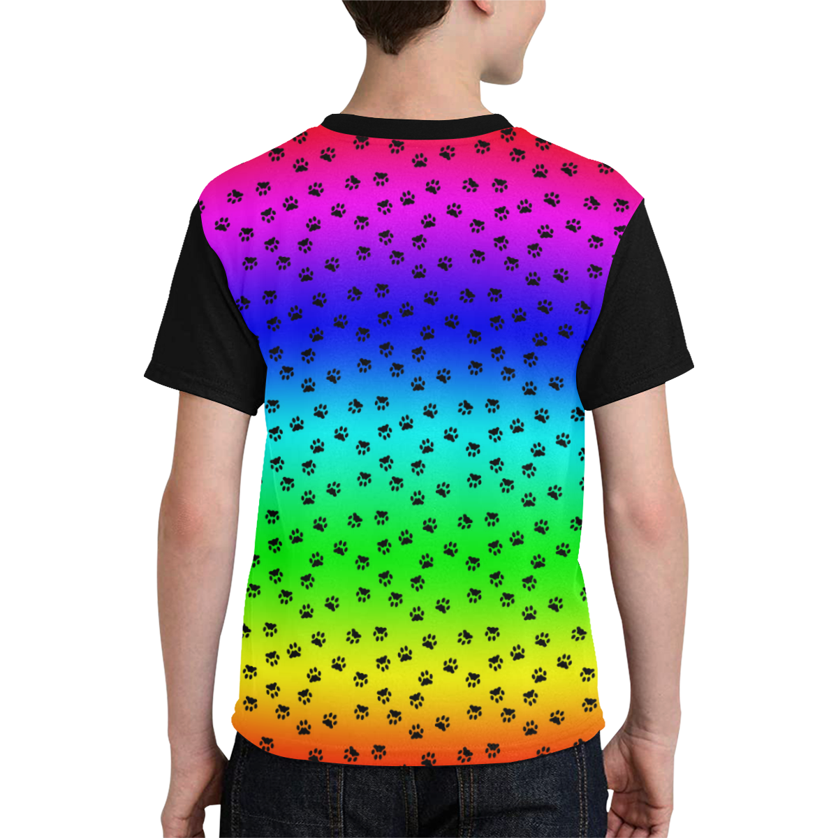 rainbow with black paws Kids' All Over Print T-shirt (Model T65)