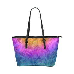 Fractal Batik ART - Hippie Rainbow Colors 1 Leather Tote Bag/Small (Model 1651)