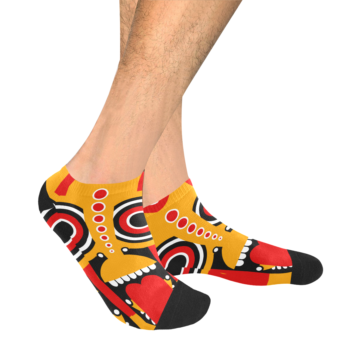 Red Yellow Tiki Tribal Men's Ankle Socks