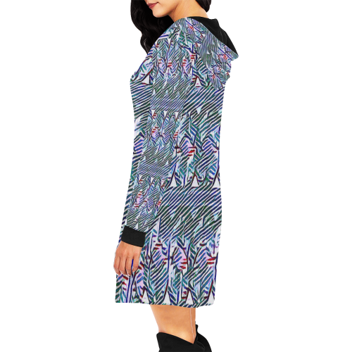 Blowing Wind All Over Print Hoodie Mini Dress (Model H27)