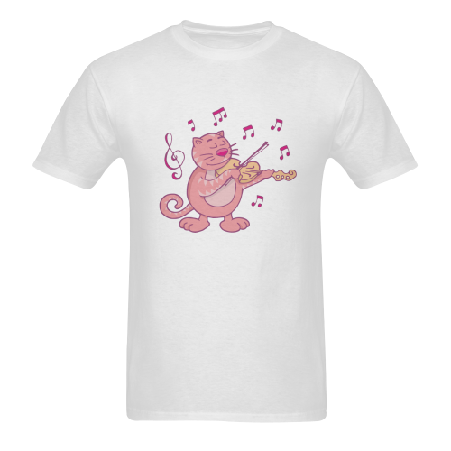 Cat with Violin Men's T-Shirt in USA Size (Two Sides Printing)