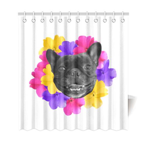 Frenchie Pansies Shower Curtain 69"x72"