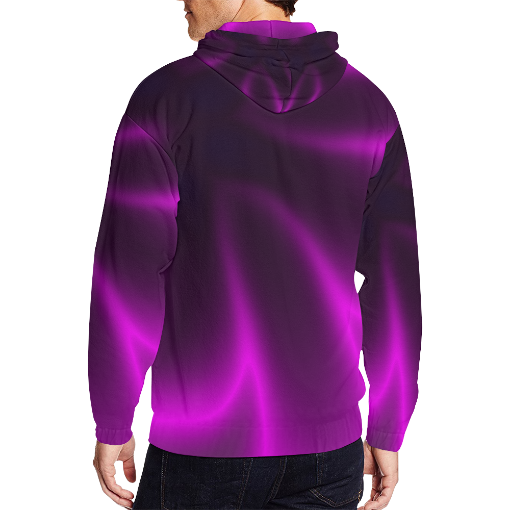 Purple Blossom All Over Print Full Zip Hoodie for Men/Large Size (Model H14)