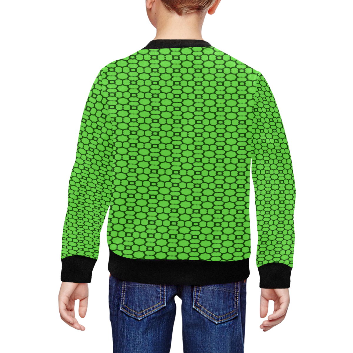 green geometric All Over Print Crewneck Sweatshirt for Kids (Model H29)