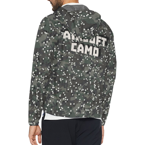 funny airsoft and paintball gamer woodland camouflage design parody Unisex All Over Print Windbreaker (Model H23)