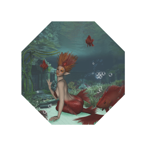 Beautiful mermaid and fantasy fish Anti-UV Auto-Foldable Umbrella (Underside Printing) (U06)