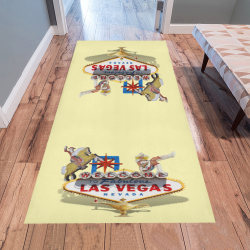 Las Vegas Welcome Sign on Yellow Area Rug 7'x3'3''