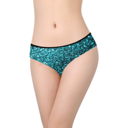 Beautiful Aqua blue glitter sparkles Women's Hipster Panties (Model L33)