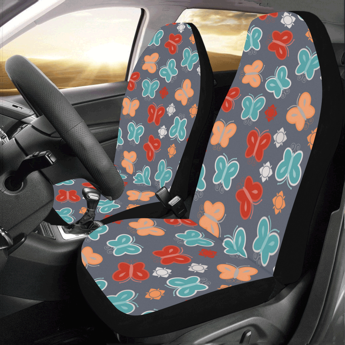butterfly pattern Car Seat Covers (Set of 2)