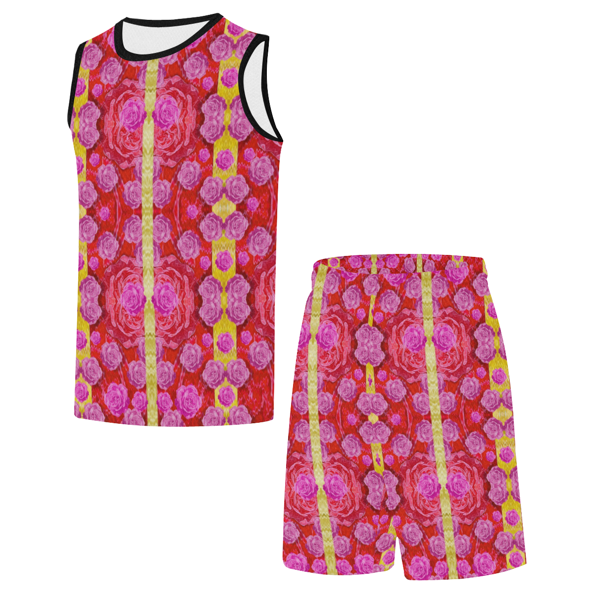 Roses and butterflies on ribbons as a gift of love All Over Print Basketball Uniform