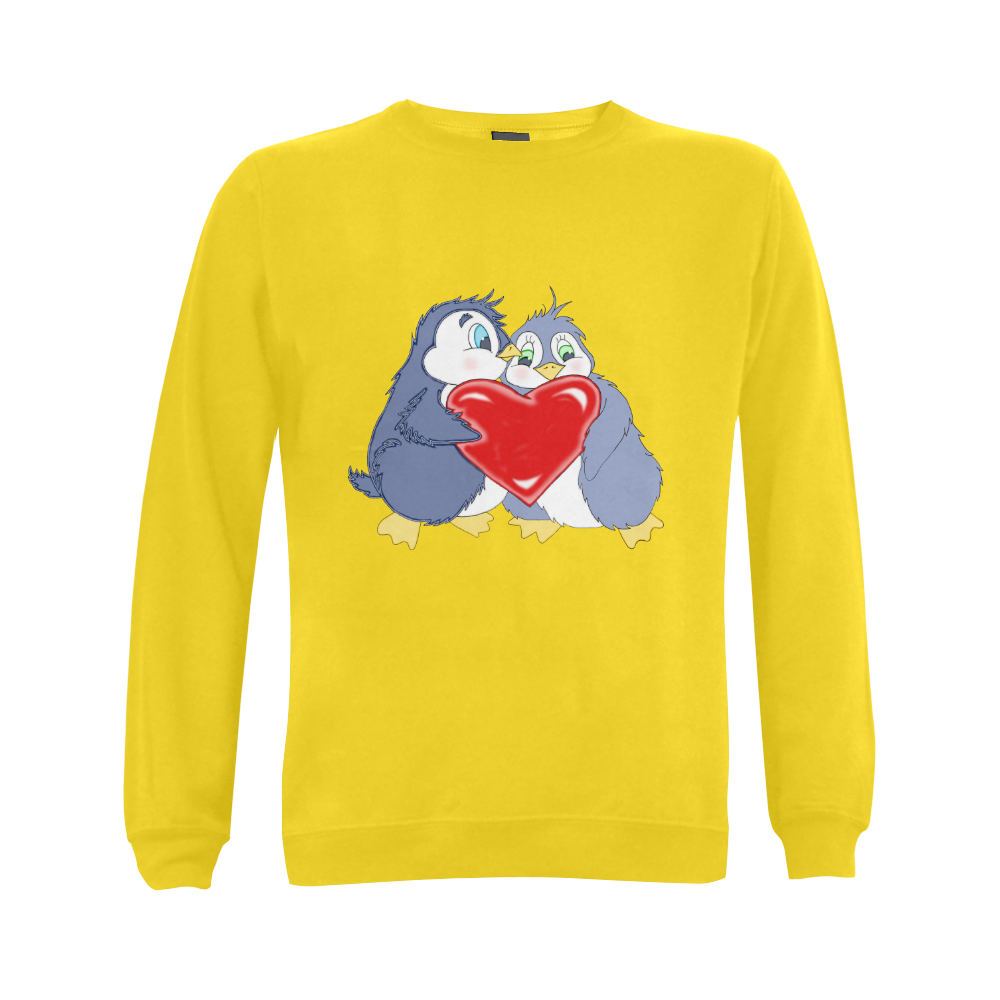Penguin Love Yellow Gildan Crewneck Sweatshirt(NEW) (Model H01)