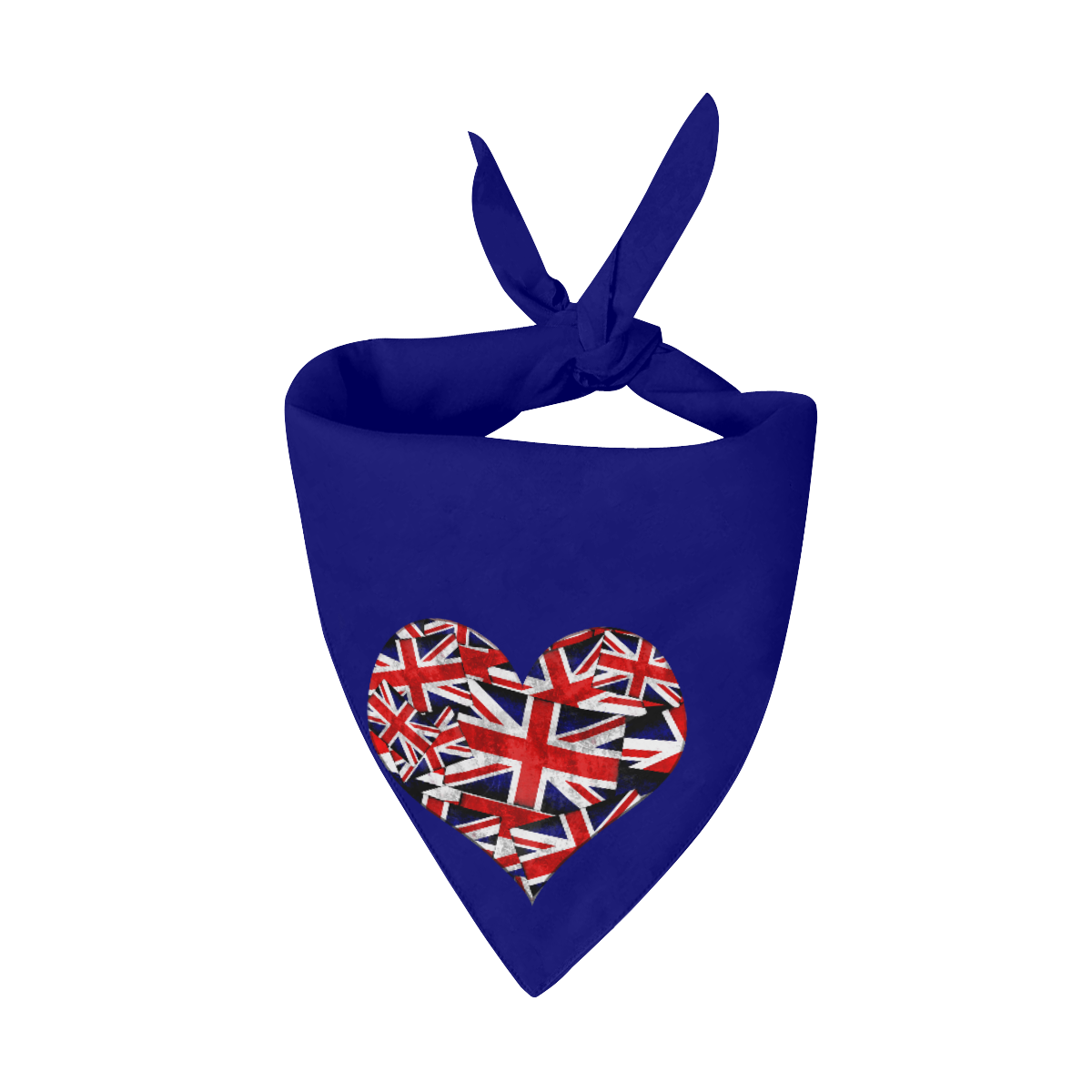 Union Jack British UK Flag Heart Blue Pet Dog Bandana/Large Size