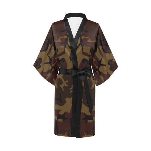 Camo Dark Brown Kimono Robe
