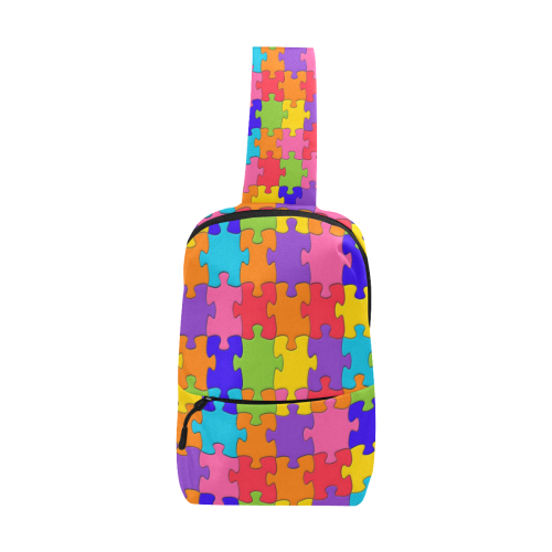 Rainbow Jigsaw Puzzle Chest Bag (Model 1678)