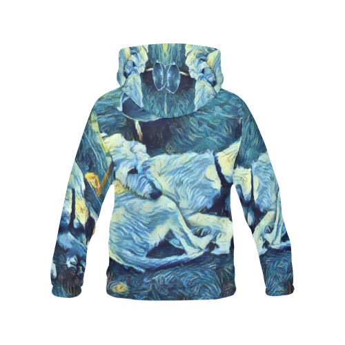 Starry Night Wolfhounds Hoodie All Over Print Hoodie for Women (USA Size) (Model H13)