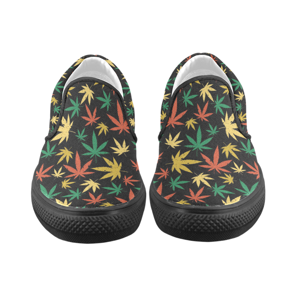 Cannabis Pattern Women's Unusual Slip-on Canvas Shoes (Model 019)
